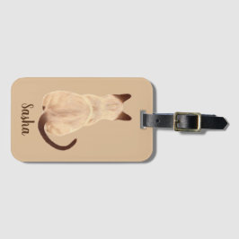 背部眺めの子猫のカスタムを坐らせているSashaのシャム猫 ラゲッジタグ