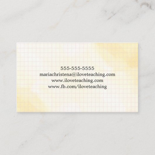 背部2基本原則の水彩画の教育産業カード 名刺 (裏面)