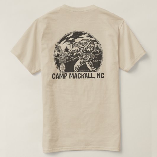 背部「キャンプMackall」-三重のおおい- Tシャツ (デザイン裏面)
