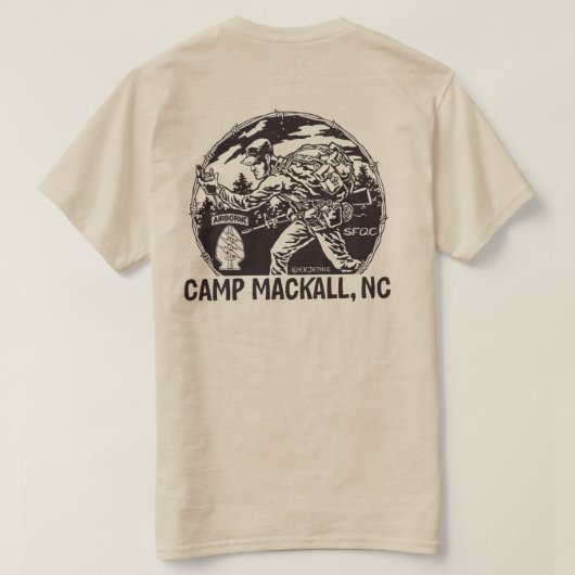 背部「キャンプMackall」-空輸タブ- Tシャツ (デザイン裏面)