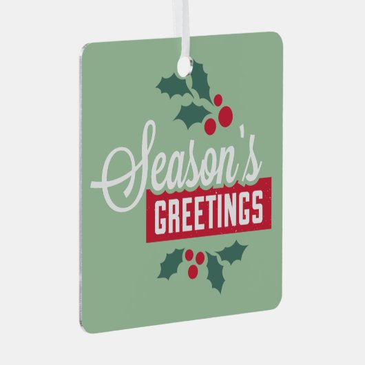 背面にテキスト、レトロシーズンの挨拶 メタルオーナメント (正面右)