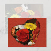 背面にハート型の花束テンプレート ポストカード (正面/裏面)