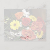 背面にハート型の花束テンプレート ポストカード (裏面)