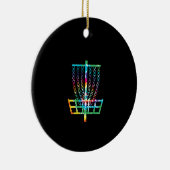 （背面に印刷）ディスクゴルフバスケット – Hippie Rainbo セラミックオーナメント (右)