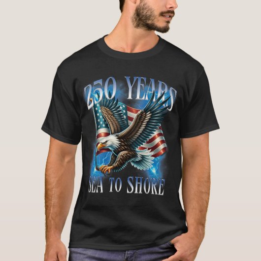 背面に「海から岸へ250年」 250周年軍事 Tシャツ (正面)