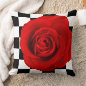 背面のエレガントCheckmateバラ市松模様にバラ クッション (ブランケット)