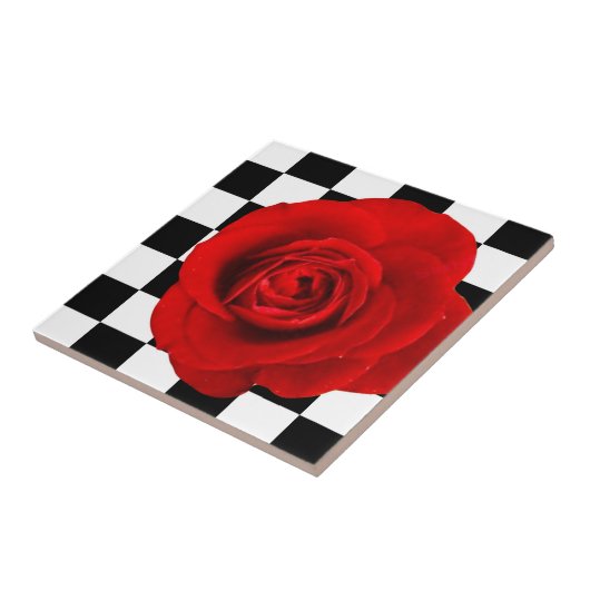 背面のエレガントCheckmateバラ市松模様にバラ タイル (側面)