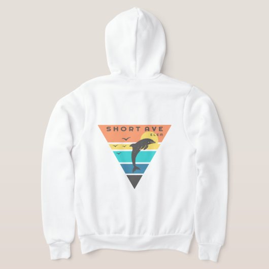 背面のメンズジッパーフード付きスウェットシャツロゴ パーカ (レイダウン裏面)