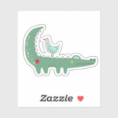 背面ノートパソコンにカワイイ付き緑アリゲーター シール (シート)