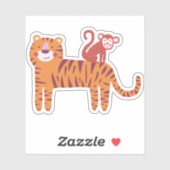 背面ノートパソコンにMonkeyを搭載した可愛いTiger シール (シート)