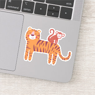 背面ノートパソコンにMonkeyを搭載した可愛いTiger シール