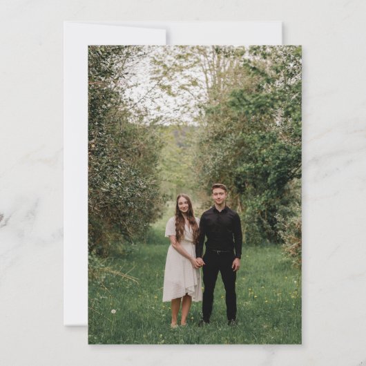 背面モダンに写真が表示された結婚式招待状 招待状 (裏面)