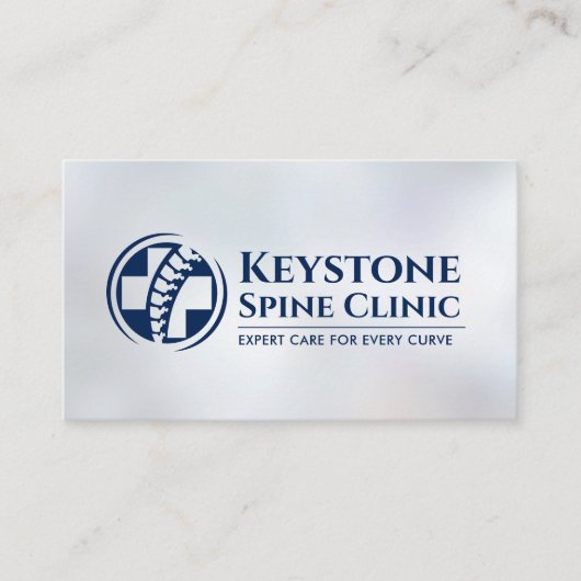 背骨とメディカルクロス – 青 名刺 (正面)