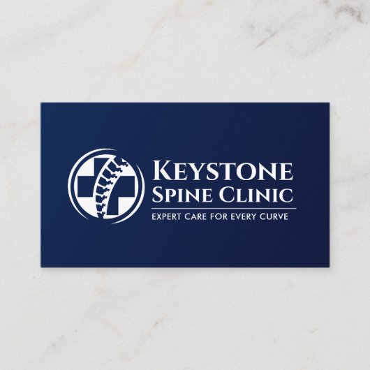 背骨とメディカルクロス – 青 名刺 (正面)