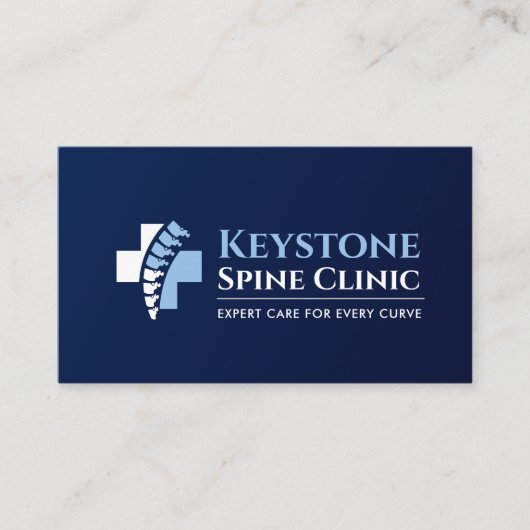 背骨とメディカルクロス – 青 名刺 (正面)