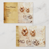 胎内の胎児，産婦人医師パーチメントモノグラム 名刺 (正面/裏面)