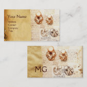 胎内の胎児，産婦人医師パーチメントモノグラム 名刺 (正面/裏面)