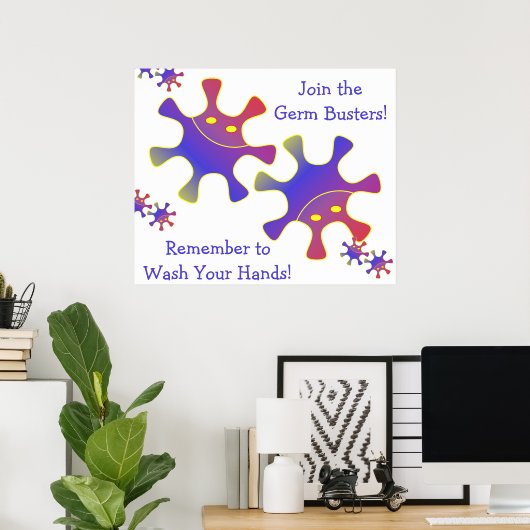 胚芽バスター、覚えてあなたの手のサインを洗う ポスター (ホームオフィス)