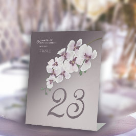 胡蝶蘭のエレガントな結婚式テーブルナンバーカード 台座サイン
