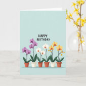 胡蝶蘭の鉢植えの誕生日カード カード (黄色い花)