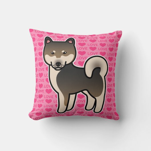 胡麻柴犬ラブハート クッション (正面)