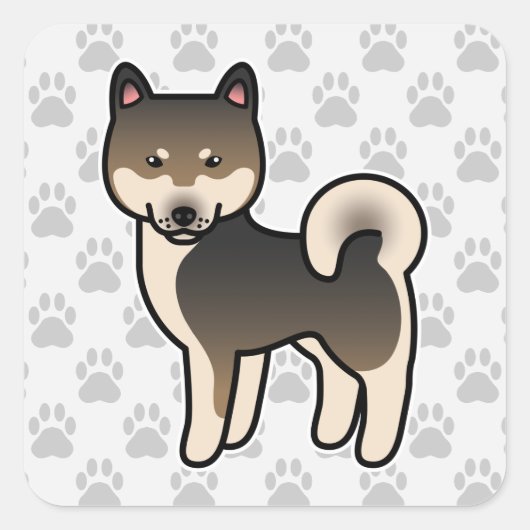 胡麻柴犬 スクエアシール (正面)