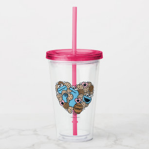 胡麻 Cookie Monster Doodleハート アクリルタンブラー
