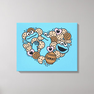 胡麻 Cookie Monster Doodleハート キャンバスプリント