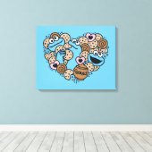 胡麻 | Cookie Monster Doodleハート キャンバスプリント (インサイチュ (ウッドフロア))