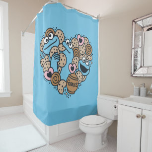 胡麻 Cookie Monster Doodleハート シャワーカーテン