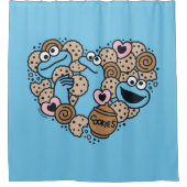 胡麻 | Cookie Monster Doodleハート シャワーカーテン (正面)