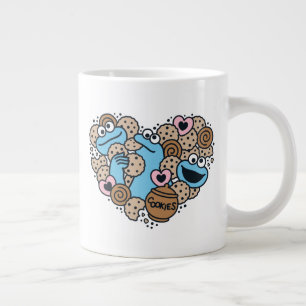 胡麻 Cookie Monster Doodleハート ジャンボコーヒーマグカップ