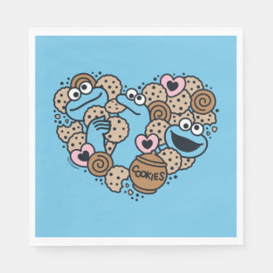 胡麻   Cookie Monster Doodleハート スタンダードランチョンナプキン