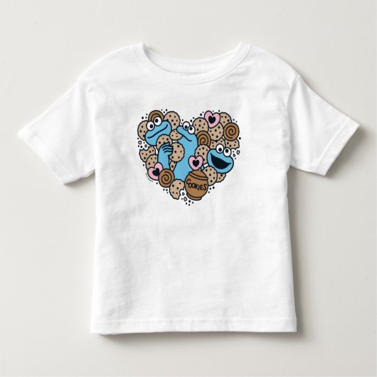 胡麻 | Cookie Monster Doodleハート トドラーTシャツ (正面)