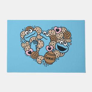 胡麻 Cookie Monster Doodleハート ドアマット