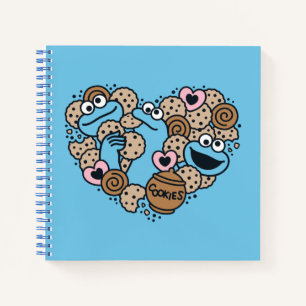 胡麻 Cookie Monster Doodleハート ノートブック