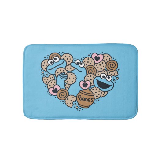 胡麻 | Cookie Monster Doodleハート バスマット (正面)