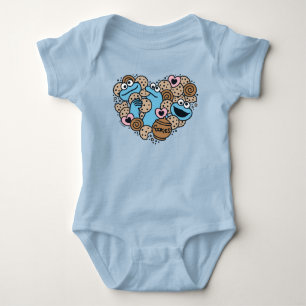 胡麻   Cookie Monster Doodleハート ベビーボディスーツ