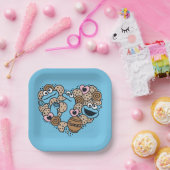 胡麻 | Cookie Monster Doodleハート ペーパープレート (パーティー)
