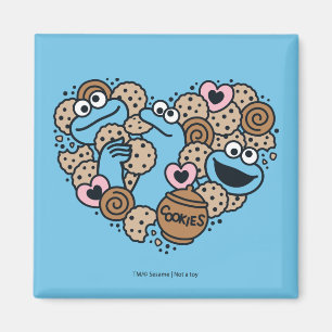 胡麻 Cookie Monster Doodleハート マグネット