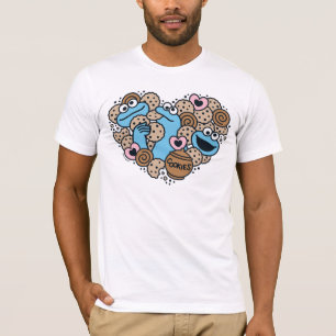 胡麻 Cookie Monster Doodleハート Tシャツ