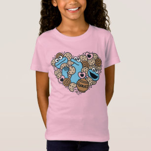 胡麻   Cookie Monster Doodleハート Tシャツ