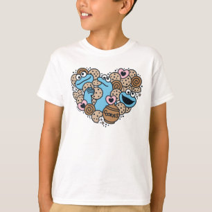 胡麻 Cookie Monster Doodleハート Tシャツ