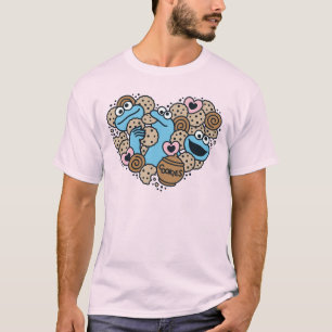胡麻   Cookie Monster Doodleハート Tシャツ