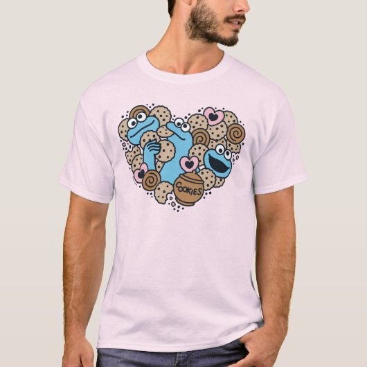 胡麻 | Cookie Monster Doodleハート Tシャツ (正面)