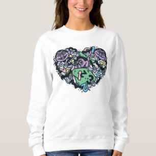 胡麻 Count von Count Doodleハート スウェットシャツ