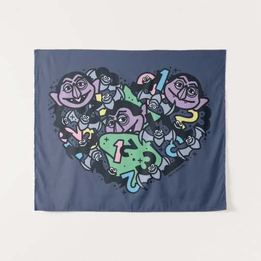 胡麻 | Count von Count Doodleハート タペストリー (正面(横))