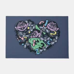 胡麻 Count von Count Doodleハート ドアマット