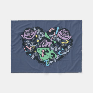 胡麻 Count von Count Doodleハート フリースブランケット