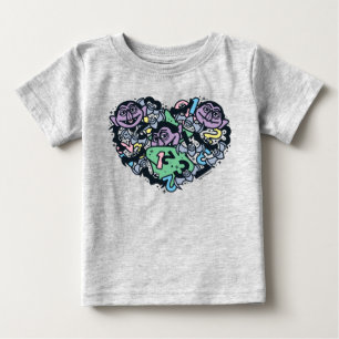 胡麻 Count von Count Doodleハート ベビーTシャツ